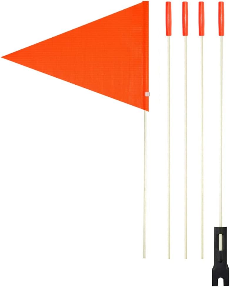 Orange Bike Safety Flag 6 Foot Heavy Duty Fiberglass Pole Polyester Waterproof Flag (Orange Bike Flags)