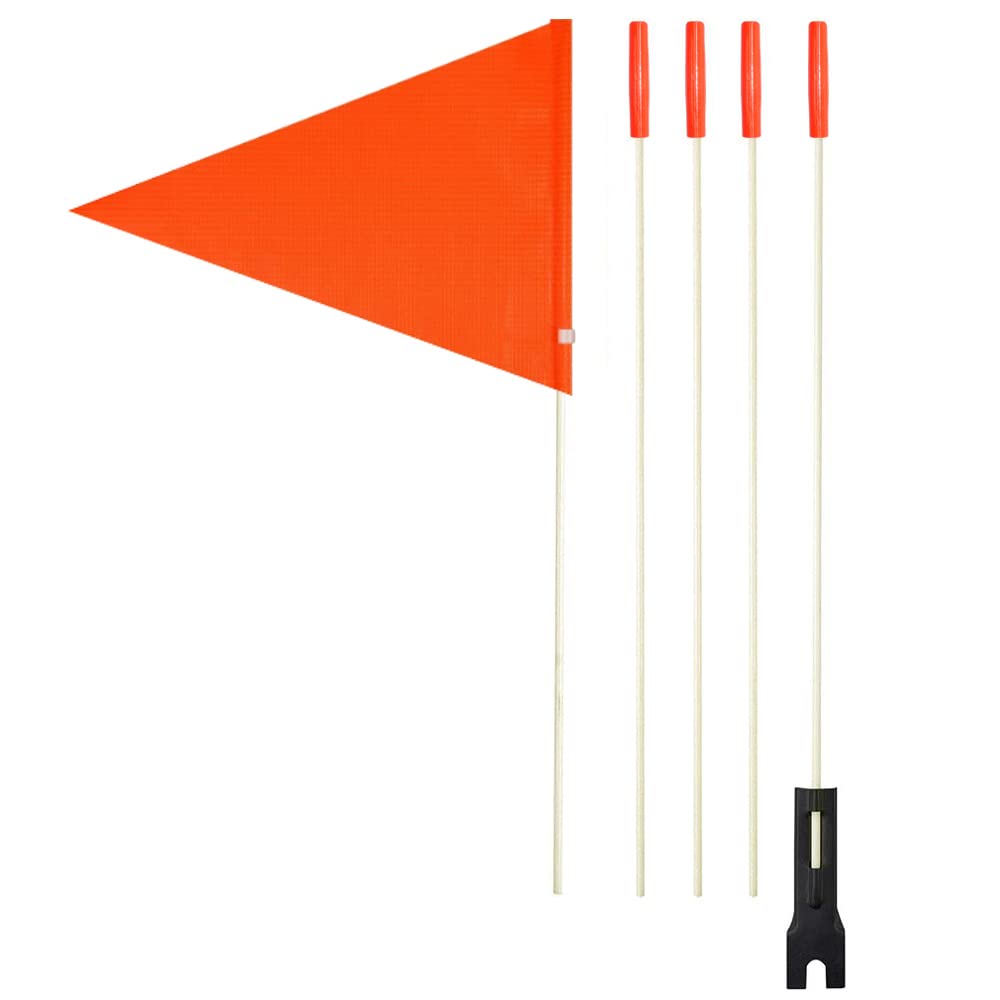 Orange Bike Safety Flag 6 Foot Heavy Duty Fiberglass Pole Polyester Waterproof Flag (Orange Bike Flags)