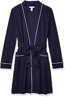 Amazon Essentials Women's Lightweight Waffle Mid-Length Robe, Navy, Small