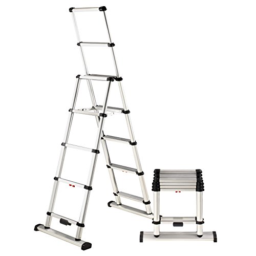Telesteps 12ES OSHA Compliant 12 ft Reach Professional Wide Step Telescoping A-frame Ladder