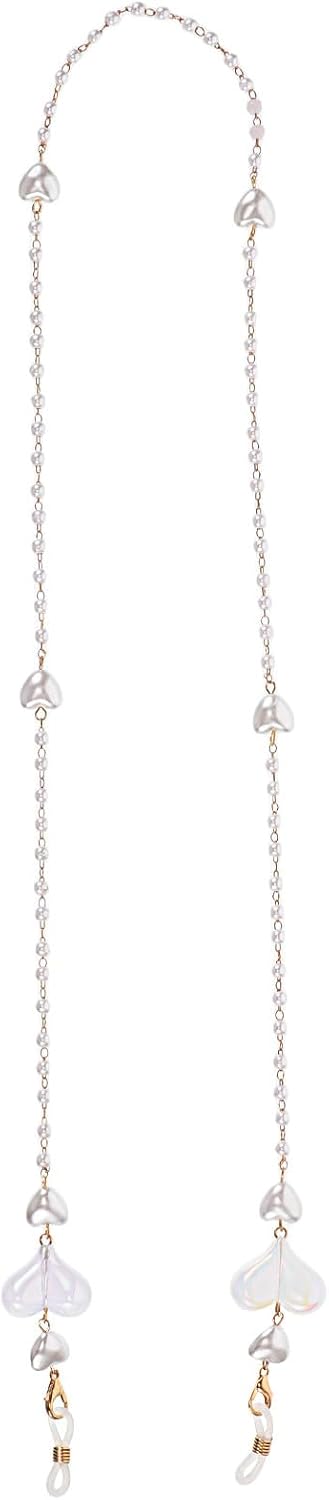 Heart-shaped Pearl Mask Chain and Stylish Eyeglass Holder for Women, Elastic Anti-loss Cord Suitable for Daily Wear and Outdoor Use