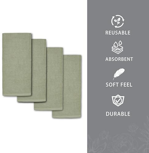 Lenenz KITCHENTOWEL123 Kitchen Towels - Pack Of 4 Dish Towels For Kitchen 18'' X 28'' - 50% Cotton And 50% Rayon From Bamboo Super Plush Kitchen Towel And Dishcloths Sets thumb #5