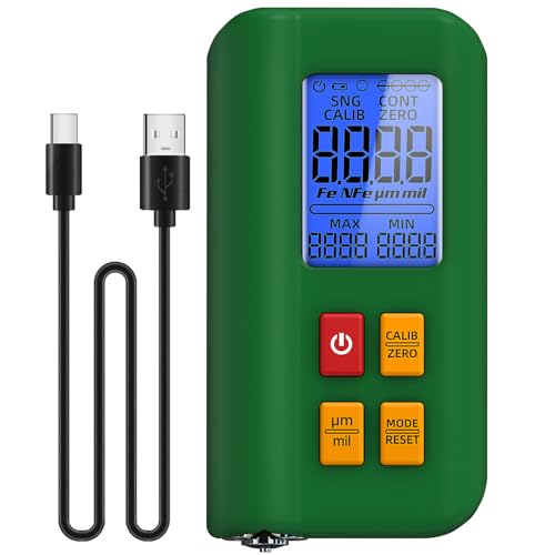 BSIDE T2 Medidor de Espesores Digital Recargable Medidor Espesor Pintura con Triple Display 1500µm/0.1µm Fe & NFe Auto Medición Multipunto Mini Tester de Espesor para Coche Barco Metal