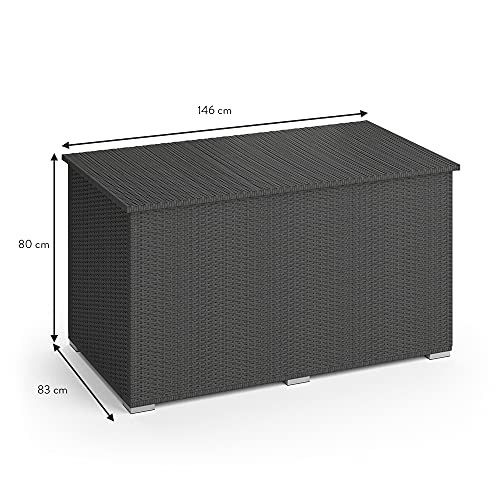 Oskar XXL Polyrattan Kissenbox 950L Auflagenbox Gartenbox Gartentruhe (Anthrazit) – Bild 4