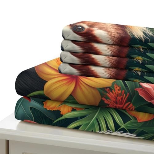 Housse de couette 200x200 panda roux parure de lit microfibre douce 3D - 7