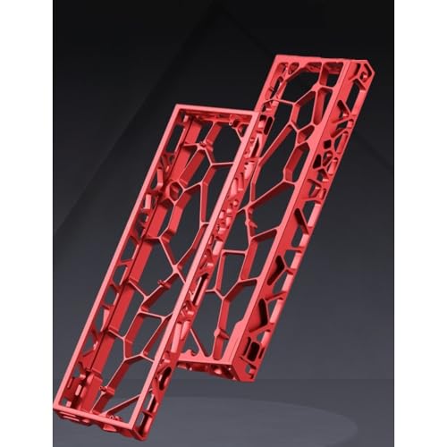 「FLYKING」もちいられるH60 アルミニウム陽極酸化処理スカルプトケース ウーティング / MAD60/WIN60 磁気軸キーボード改装用 (レッド+遮光カバー)