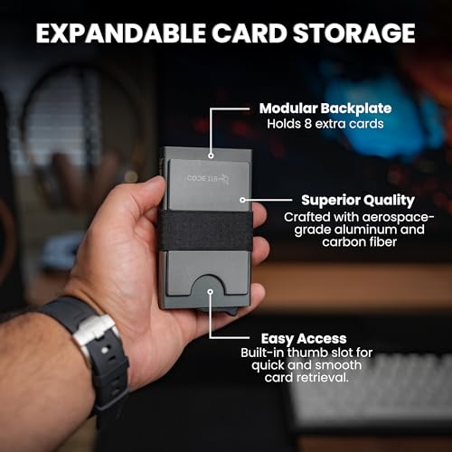 Image of CODE 118 Modular Backplate - Slim Minimalist Aluminum Wallet Accessory - Expandable Cash & Business Card Holder - Modular Add-on Expands Storage up to 8 cards, Wallet not Included (Grey Aluminum)
