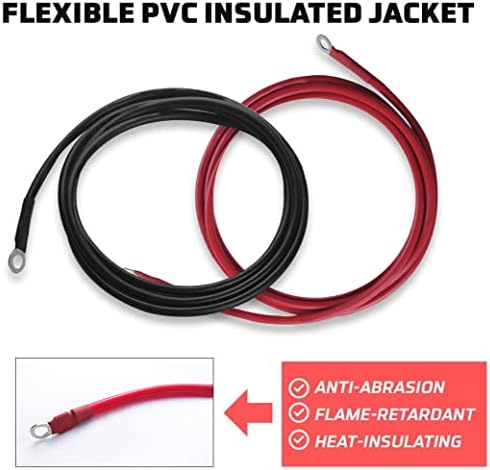 Power Bright 4 AWG 3ft High Amp Pure Copper Battery Cable with 5/8" and 7/16" Lugs, Professional Series 4 Gauge Wire Cables for Car Power Inverter, RV Battery, Boat, Marine and Solar Applications - 1
