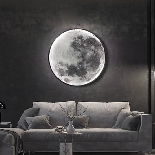 Image of Modern Moon Wall Sconce Lighting, Dimmable Nightlight with Remote Control, Plug in Wall Lamp, Decorative Moon Light for Nursery Bedroom Living Room (11.8 inch)