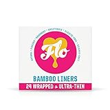 Flo Organic Bamboo Leakproof, Highly Absorbent Slim Panty Liners - Individually Wrapped - Biodegradable & Cruelty, Plastic & Vegan Free - 24 Pack