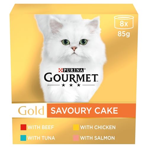 GOURMET Gold Savoury Cake Meat and Fish Variety Wet Cat Food 8x85g (Pack of 6)