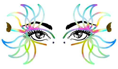 Neva Nude Rainbow Petal Glow Holographic FaceStix - Face Sticker for Carnivals, Halloween, Festivals, Raves, & Parties | Medical Grade Adhesive, Lightweight, Skin-friendly & Sweatproof