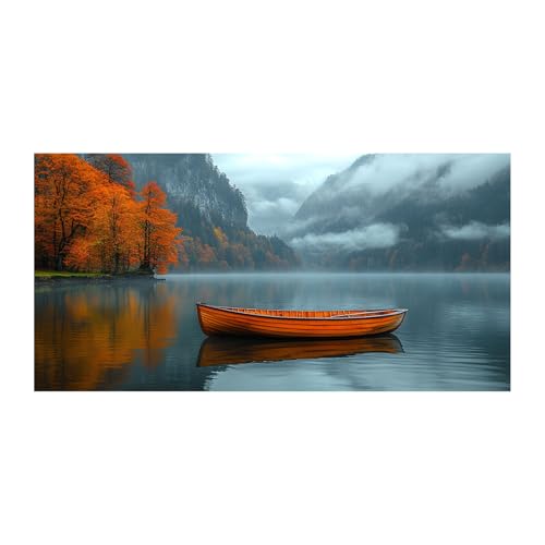 Impression sur toile tableau lac tranquille forêt moderne 80x160cm décoration salon