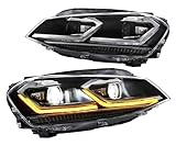 IBDLCXUOP Pair Headlight Assembly For Volkswagen VW Golf 6 MK6 GTI 2008-2013 Sequential Front Lamps，Day Lights, Headlights，head Lamp(Golf GTI,Silver Trim strip)
