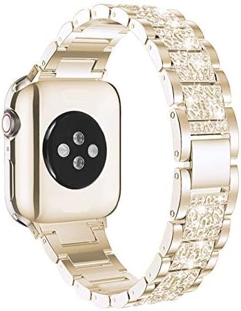 Image of SUPOIX for Apple Watch Band 45mm + Case, Bling Bands for Women (Champagne) | Shiny Metal Bands & 2 Pack Protective Cover Cases for iWatch Series 9 /8 /7 45mm
