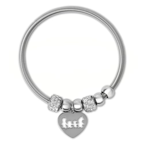 Image of I Jewels Fashion Stylish Silver Plated Adjustable Charm Bracelet with Stone Beads for Women