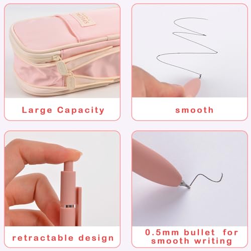 Aesthetic School Supplies with Pencil Pouch - 27Pcs Cute College Essentials Set, Big Capacity Pen Case, Pastel Highlighters, Bible Study Journaling Stationary, Annotation Kit Stuff Gift for Girls Teen - Thumbnail 3