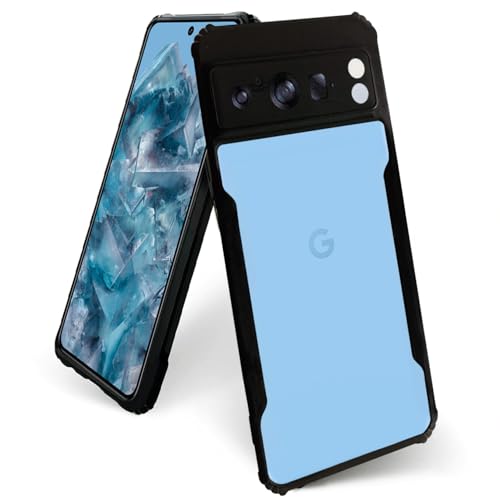 Image of AIBEX Crystal Clear Back Cover Case for Google Pixel 8 Pro | 360 Degree Protection | Shock Proof Design | Transparent Back Cover Case (PC & TPU, Black Bumper)