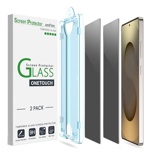 amFilm Auto-Alignment OneTouch for Samsung Galaxy S25 Ultra 6.9'' Privacy Screen Protector, Tempered Glass, 30 seconds Installation, Bubble Free, Privacy Protection 2 Pack