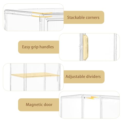 Image of Attelite Acrylic Display Case for Collectibles, Clear Storage Bin with 3 Adjustable Layers, Stackable Storage Box with Magnetic Door for Figures, Home Office,Large,2 Tier Clear Storage Bin, 1Pack