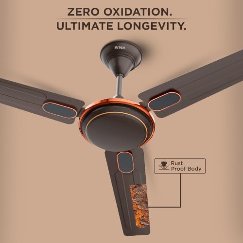 Image of Intex Aero Fighter Pro 1200MM Ceiling Fan | 380 RPM High Speed | 215 m /min Air Delivery | 14 Pole Motor | Double Ball Bearing | Inverter Compatible | Low Noise | Energy Efficient | Smoke Brown