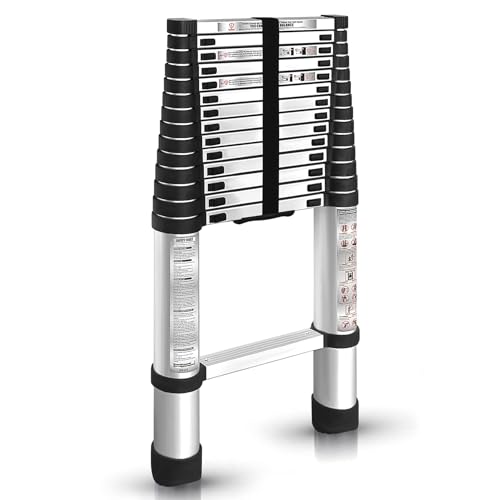 findmall 14.5FT / 4.4M Aluminum Telescopic Ladder Multi Use Non-Slip