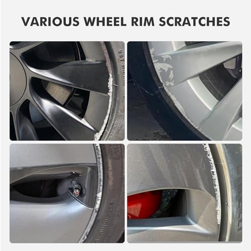 XTryfun Armor Black Rim Touch Up Paint for Tesla Model Y 20\'\' Induction Wheels, Rim Repair Kit Curb Rash for Fix Rims Scratches, Chips, Curb Rashes and Surface Damage