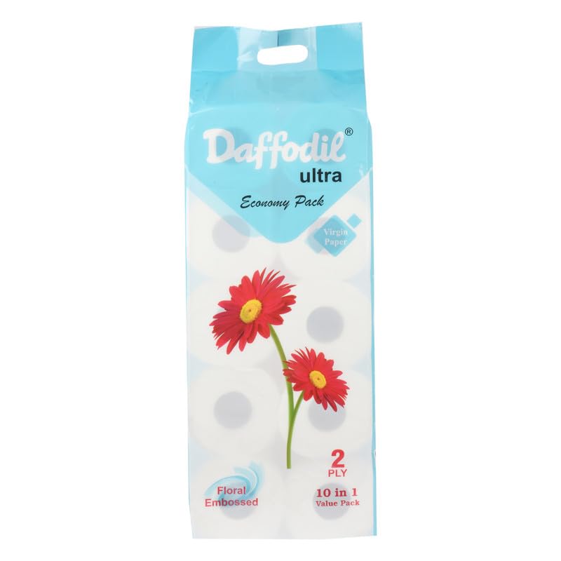 DAFFODIL 2Ply Toilet Paper Tissue – UltraSoft Toilet Paper Roll, Strong and Long Lasting for Home or Office Use, 10 Pack (240 pulls per roll, 2400 pulls, 4800 sheets) (B0CBFRKD4R) Amazon Price History, Amazon Price Tracker
