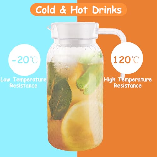 3PCS 1L/35oz Acrylic Pitcher with Lid, Transparent Plastic Water Jug, Unbreakable Juice Jug Fridge Door Pitcher for Ice Tea, Milk, Beverage, Lemonade - Image 5