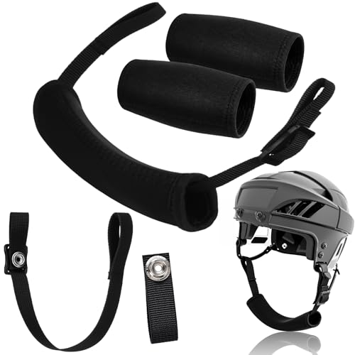 Tradder 1 Pcs Football Helmet Chin Strap with Single Snap and 2 Pcs Chin Strap Covers Replacement Helmet Repair Kit Compatible with Virtually All Football & Hockey