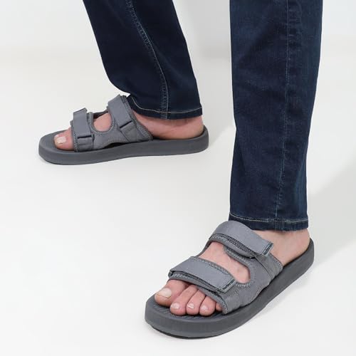Image of NoStrain Men's Casual Sandals - Comfortable, Washable & Waterproof Open-Toe Footwear for Men with 4-Point Adjustable Velcro Strap, Heel Cushioning & Triple-Density Sole