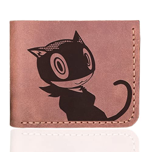 Persona 5 Morgana Mona Leather Wallet Mens, Gift for Him, Personalized Mens Wallet, Christmas Gift for Him Gamer Gift, Custom Leather Wallet Handmade, Husband Gift, Boyfriend Gift, Geek Gift k486
