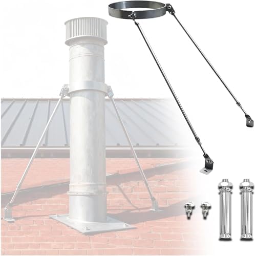 Weatherproof Solid Steel Stove Pipe Roof Support Bracket, Durable Chimney Pipe Brace Holder for Side/Top Mount Installation, Includes Screws for Easy Setup