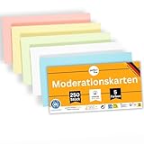 perfect line - 250 Moderationskarten, Light-Farben, Recycling-Karton 20 x 10,5 cm, Premium...