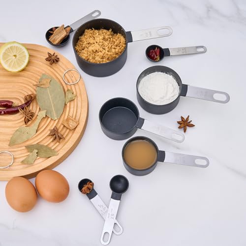 Set negro de tazas y cucharas medidoras 8 piezas miniatura 5