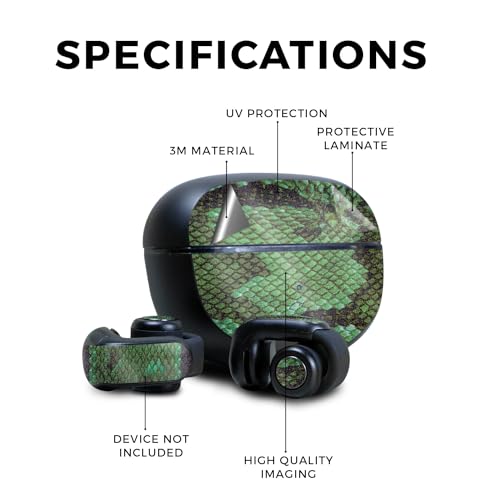Image of Glossy Glitter Skin Compatible with Bose Ultra Open Earbuds - Green Serpent - Premium 3M Vinyl Protective Wrap Decal Cover - Easy to Apply | Crafted in The USA by MightySkins