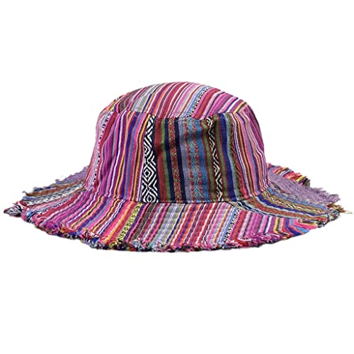 Chapeau bassin patchwork en dégradé de couleur style ethnique pour femme en sortie extérieure