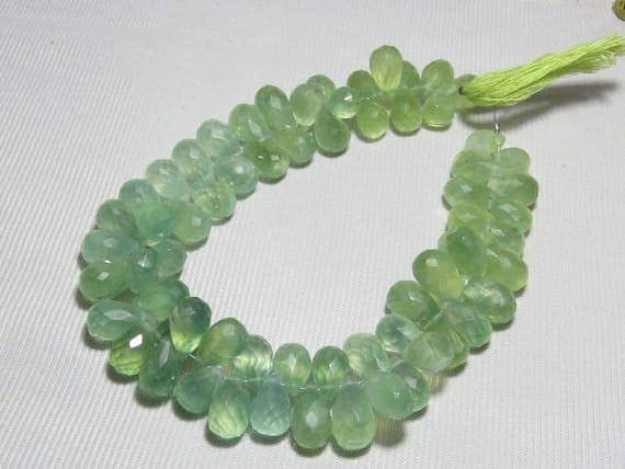 Prehnite naturelle en goutte pour fabriquer des bijoux d'été bohèmes et élégants