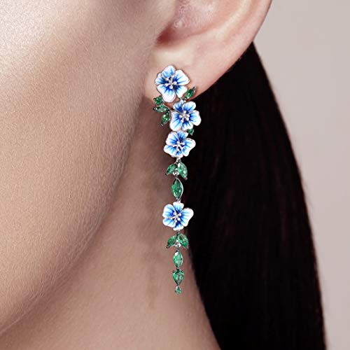 Santuzza Sterling Silver Green Spinel Enamel Peony Flower Earrings for Women4