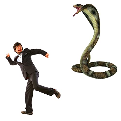Gemini & Genius King Cobra Figurine Toy- Safari Animal Toys, Fake Snake Action Figures, Scary Snake Toy-6.5 Inches Height, Or Garden Decor Scare Birds #TOP2
