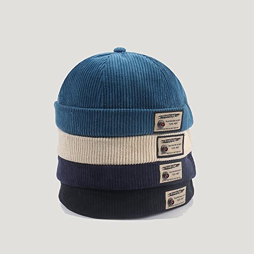 Brimless Hats Beanie Docker Cap Work Soldier Cap Skull Cap Rolled Cuff Retro Miki Hat For Men Women Black #TOP1