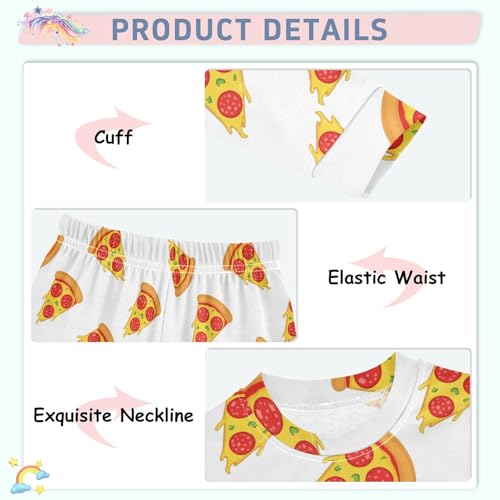 Pajama Sets Long Sleeve Pizza Slice Yummy Food Pattern Soft Comfy Sleepwear 2 Piece PJS 3-8T4