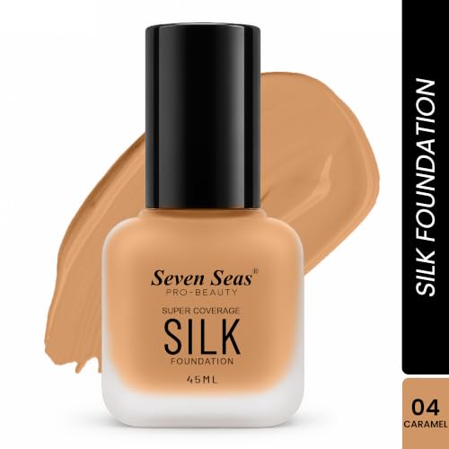 Image of Seven Seas Super Coverage Silk Foundation 45ml Matte Liquid Foundation for Women - Buildable Coverage, Lightweight Formula, Long Lasting Makeup, Silky Smooth Finish(Caramel)