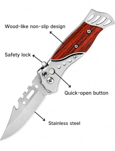 Image of Utility Kitchen Vegetable Knife Peeler with Wooden Handle | Multipurpose Stainless Steel Vegetable Peeler, DIY, Carton Opening, Paper Cutting, Vegetable & Household Task