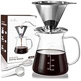 Comfome Pour Over Coffee Maker 17 oz, Drip Coffee Maker Pour Over with High Heat-resistant Carafe...