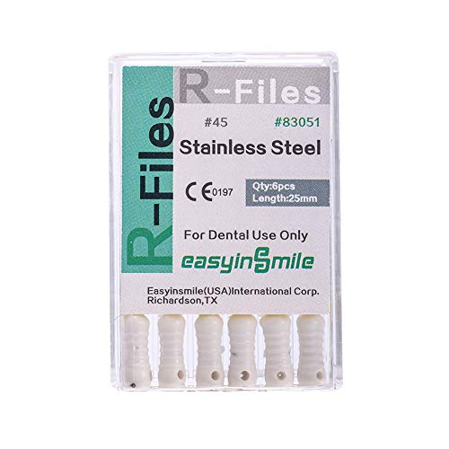 Easyinsmile Dental Endo Root Canal File R-Files Stainless Steel Hand Use 1 Pack (45#)
