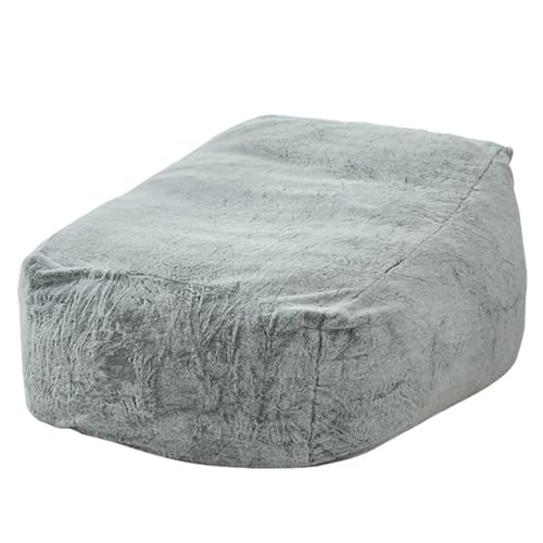 BotYcht Funda para Puf(Sin Relleno), de Imitación de Piel de Conejo Lavable, Forma de Bloque de Tofu, Funda de Sillón Puff Suave y Esponjosa para Adultos y Adolescentes 97x120x57cm,Silver Gray