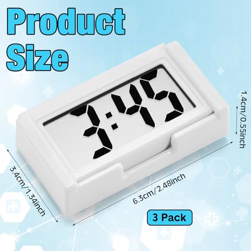 Image of Frienda 3 Pieces Mini Digital Clock Small Digital Clock Stick on Battery Operated Self Adhesive Bracket for Car Dashboard Fridge (White)