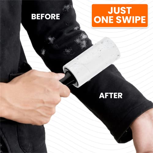 FABWARE Lint Remover for Clothes - Sticky Lint Roller for Clothes, Furniture, Wool, Fur, Coat, Car Seats, Fabric, Dust Cleaner, Pet Hair Remover with 2 Handle, 8 Refills Total 480 Sheets & 1 Cover.