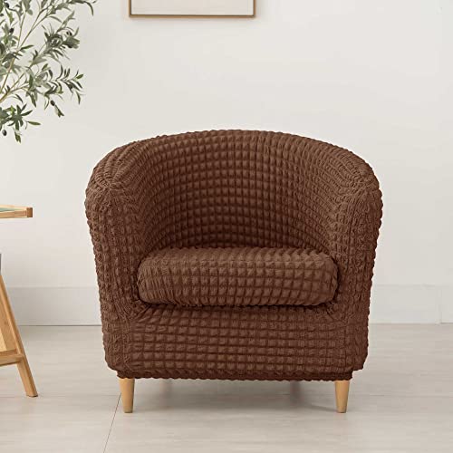 Imonofit Club Chair Slipcover, Soft Stretch Tub Chair Cover For Living Room And Bedroom, Washable And Removable Armchair Protector, Furniture Protector For Home Decor,Brown #TOP3